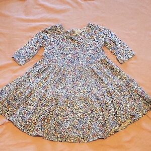4t flowered knit dress with 3/4 length sleeves